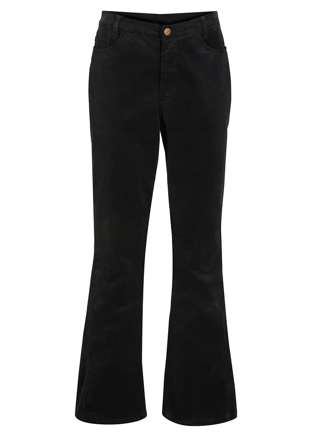 Pantalon en velours côtelé extensible avec taille haute confortable • noir • Boutique bonprix