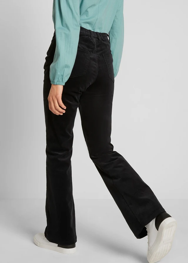 Pantalon en velours côtelé extensible avec taille haute confortable • noir • product-page.page-title-suffix