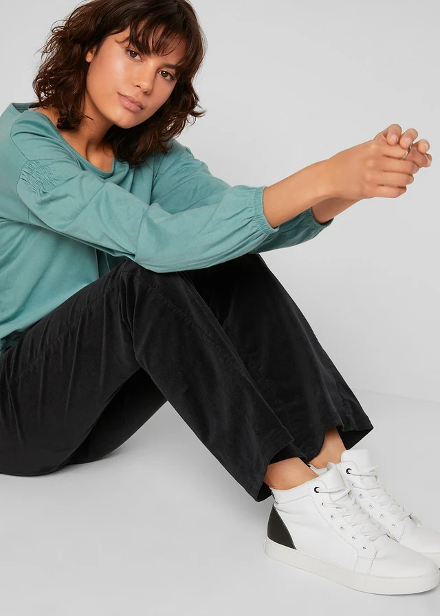 Pantalon en velours côtelé extensible avec taille haute confortable • noir • product-page.page-title-suffix