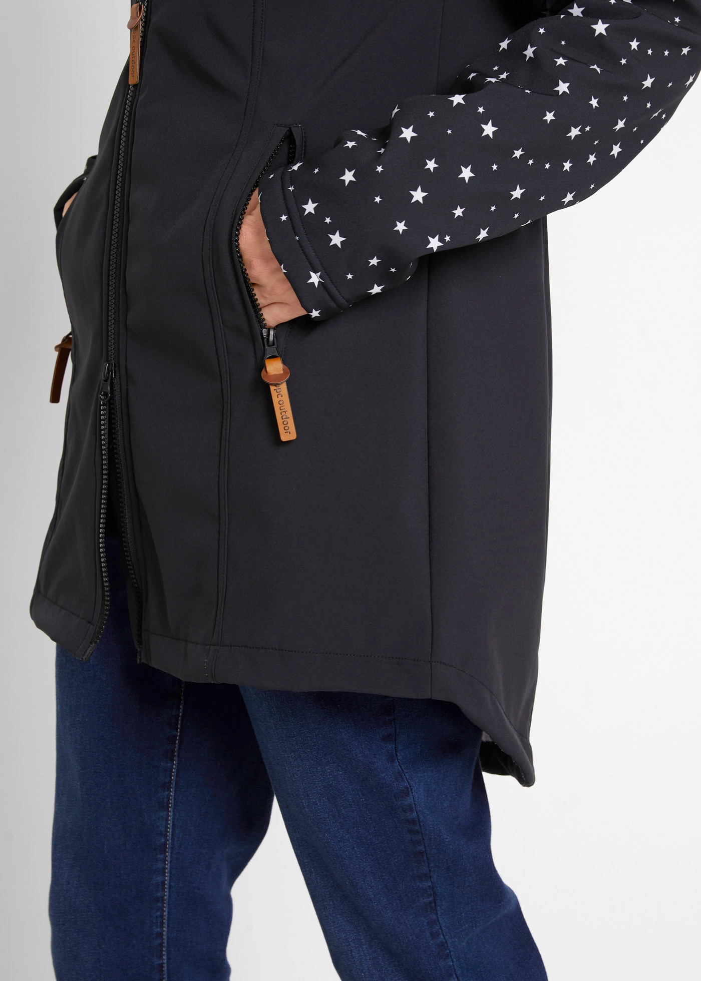 Funkciós Softshell parka kabát puha polár anyaggal • fekete/mintás • bonprix áruház