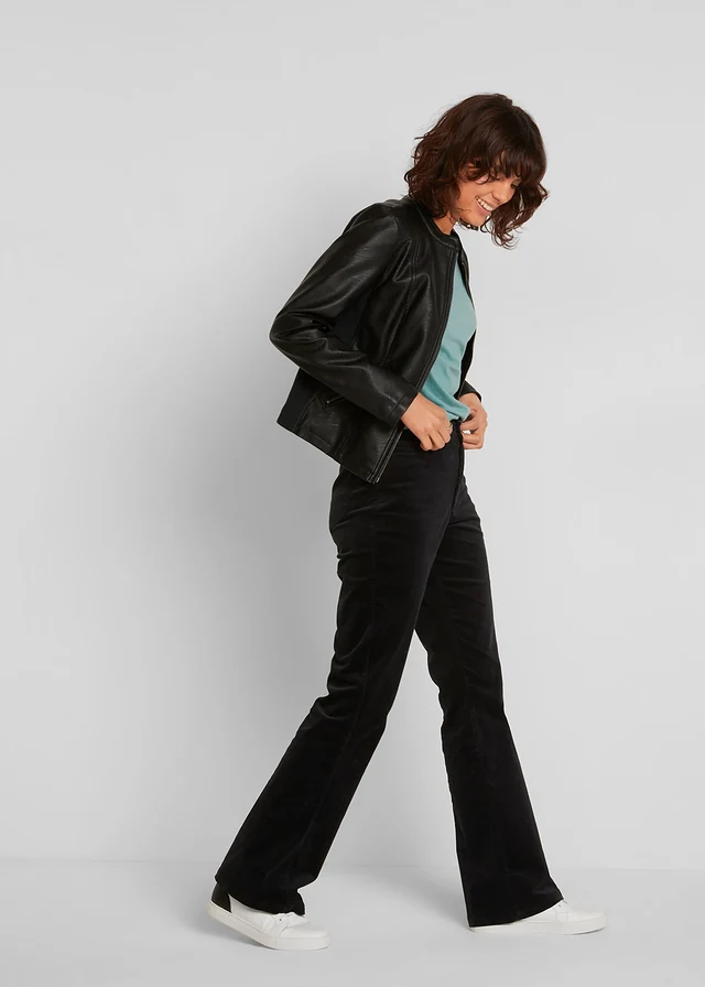 Pantalon en velours côtelé extensible avec taille haute confortable • noir • product-page.page-title-suffix