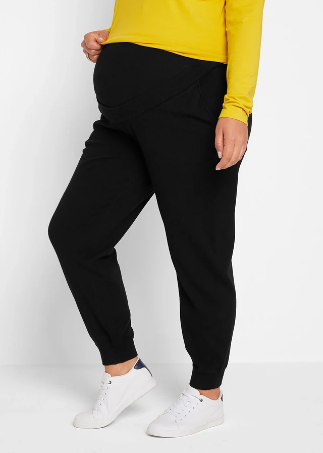 Zwangerschapsbroek van zachte knitwear, Kleur: zwart