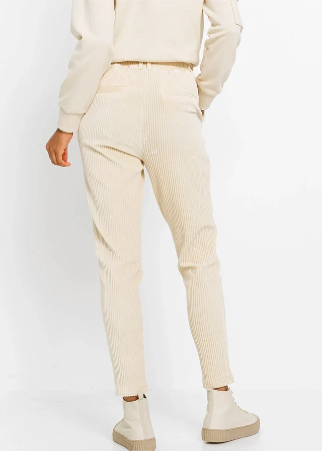 Broek in corduroy look met elastische band • sandbeige • product-page.page-title-suffix
