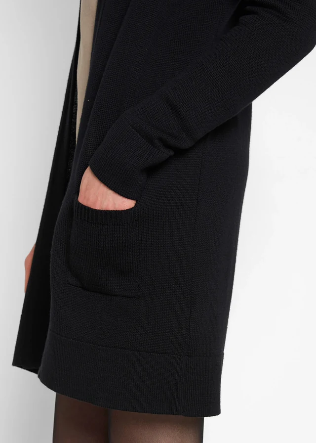 Gilet long en maille, manches longues • noir • product-page.page-title-suffix