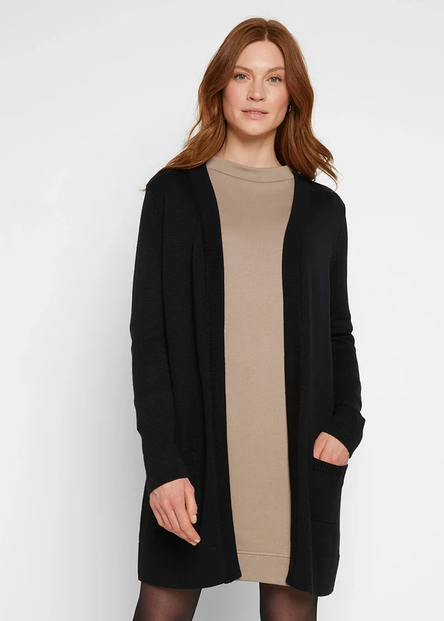 Gilet long en maille, manches longues • noir • product-page.page-title-suffix