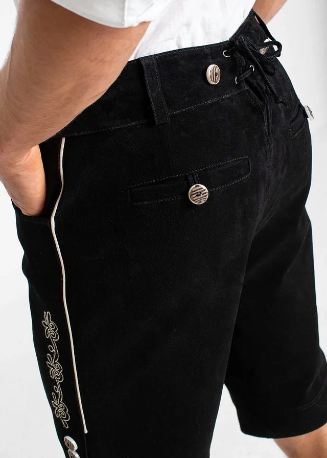 Culotte courte bavaroise en cuir Regular Fit • noir • product-page.page-title-suffix