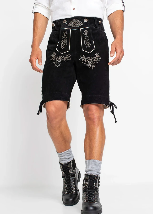 Culotte courte bavaroise en cuir Regular Fit • noir • product-page.page-title-suffix