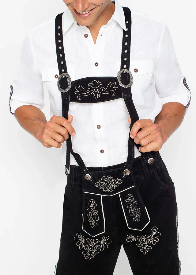 Culotte courte bavaroise en cuir Regular Fit • noir • product-page.page-title-suffix