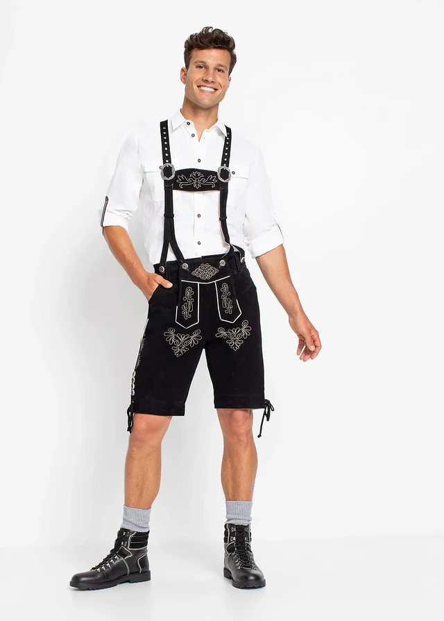 Culotte courte bavaroise en cuir Regular Fit • noir • product-page.page-title-suffix