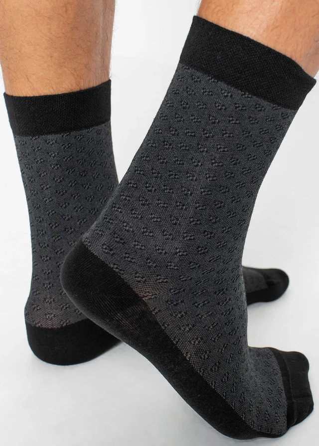 Lot de 5 paires de chaussettes à bord non comprimant, Couleur: noir