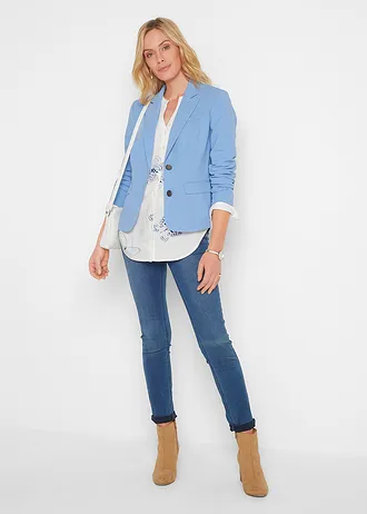 Jean skinny taille mi-haute, extensible, Couleur: bleu denim