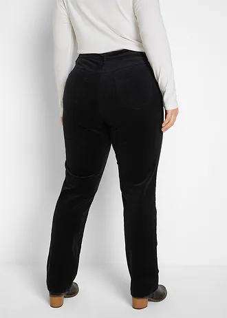 Stretch corduroy broek, straight, Kleur: zwart