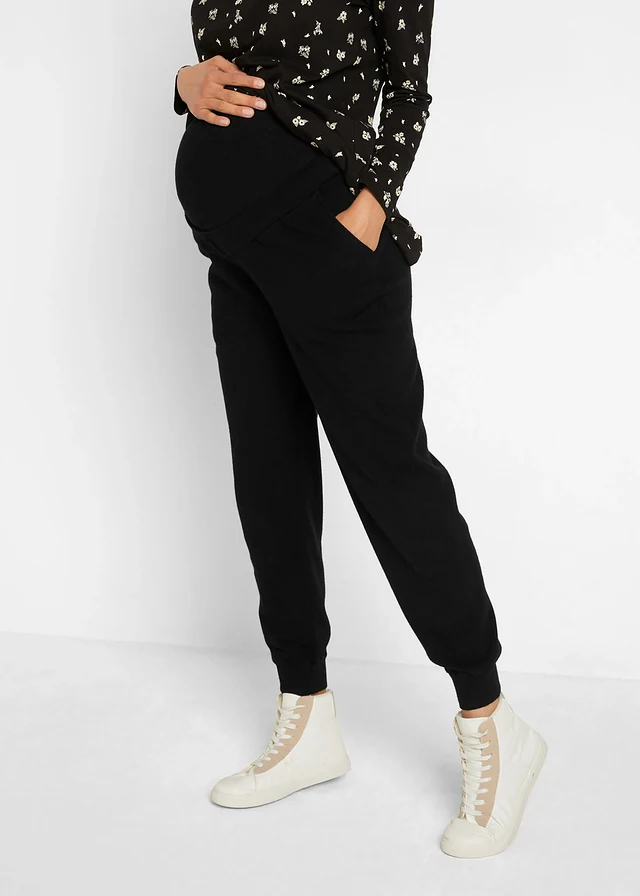 Zwangerschapsbroek van zachte knitwear, Kleur: zwart