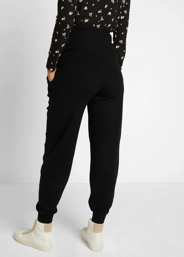 Zwangerschapsbroek van zachte knitwear, Kleur: zwart