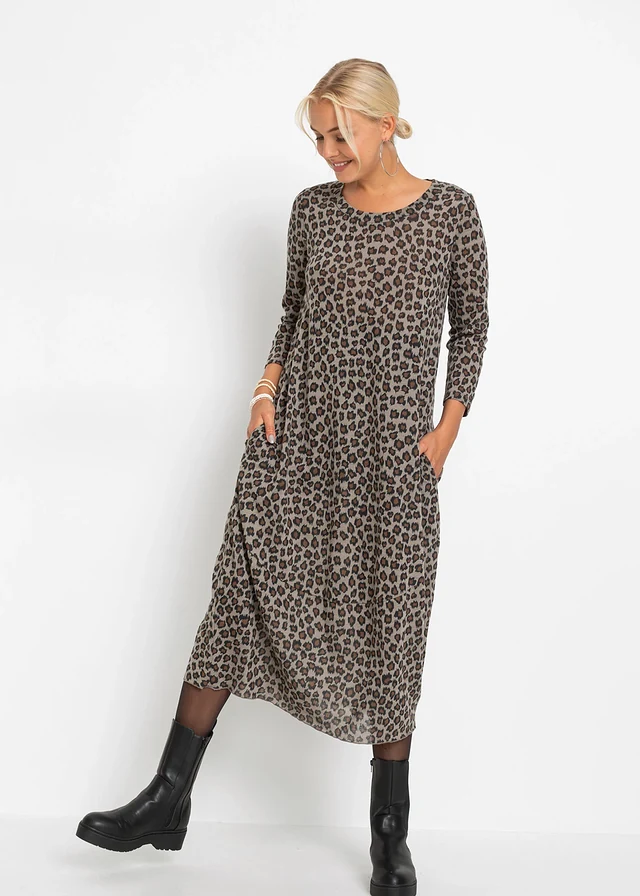 Robe en jersey, style ovoïde • marron léopard • product-page.page-title-suffix