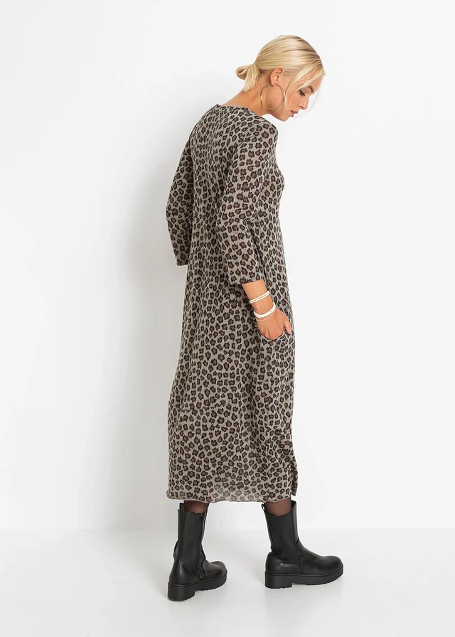 Robe en jersey, style ovoïde, Couleur: marron léopard