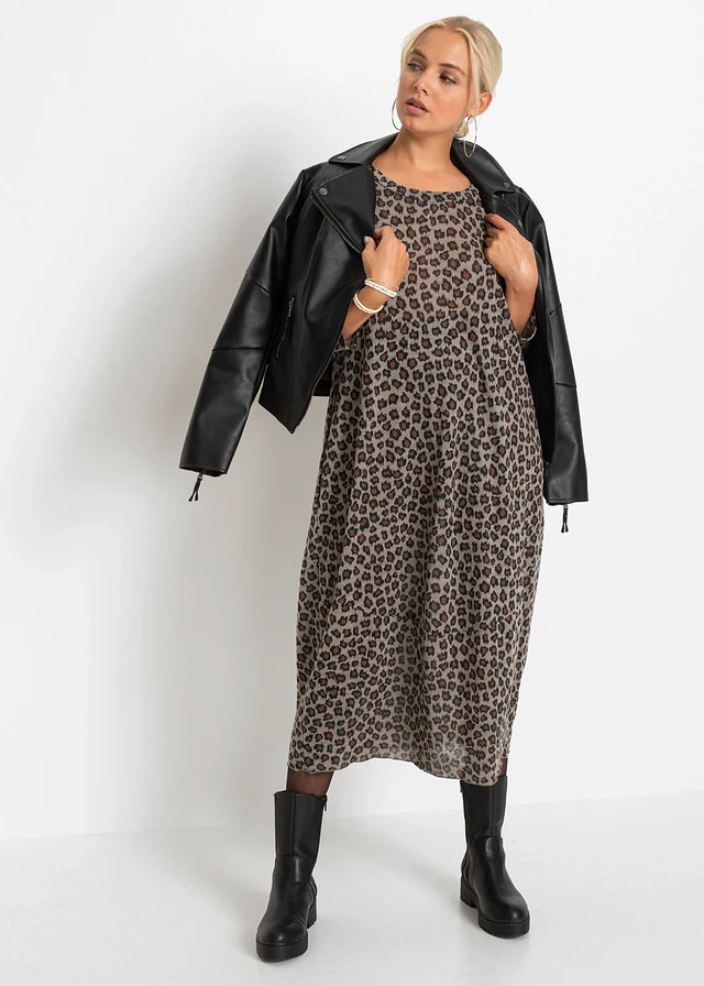 Robe en jersey, style ovoïde • marron léopard • product-page.page-title-suffix