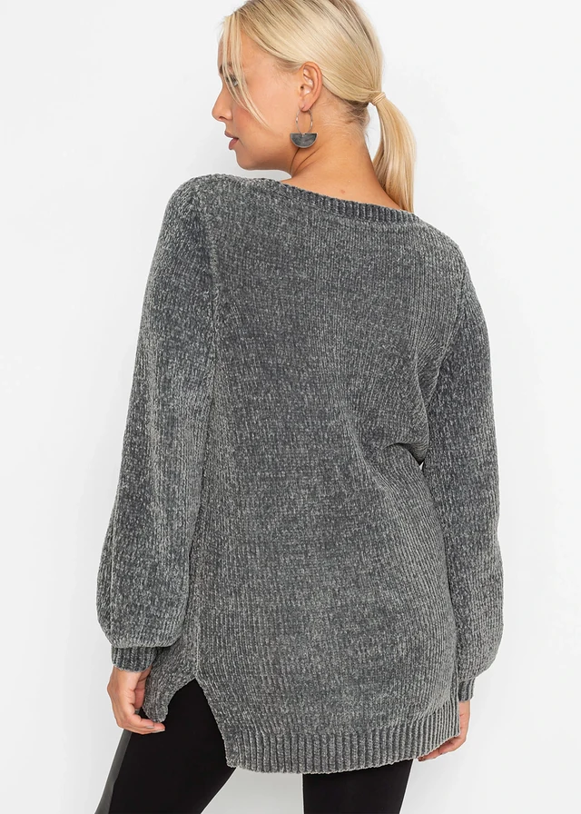 Pull long en maille chenille • anthracite • product-page.page-title-suffix