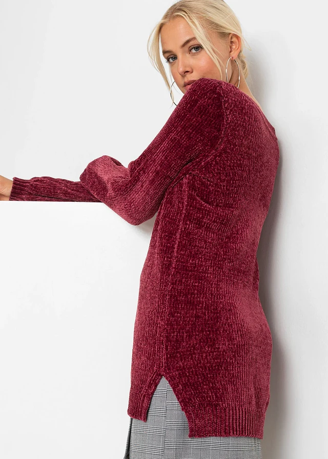 Lange trui van chenille • esdoornrood • product-page.page-title-suffix