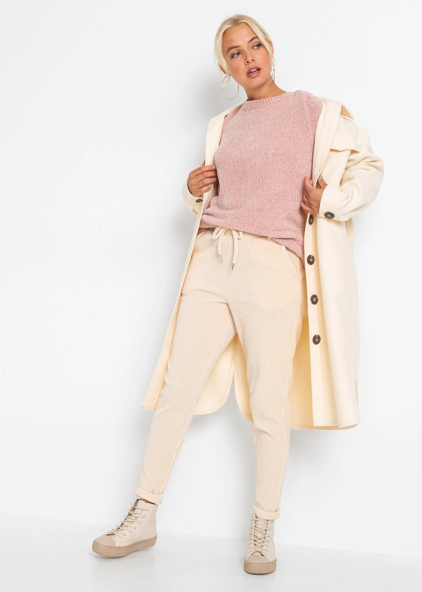 Žinylkový dlouhý svetr • vintage růžová • bonprix obchod