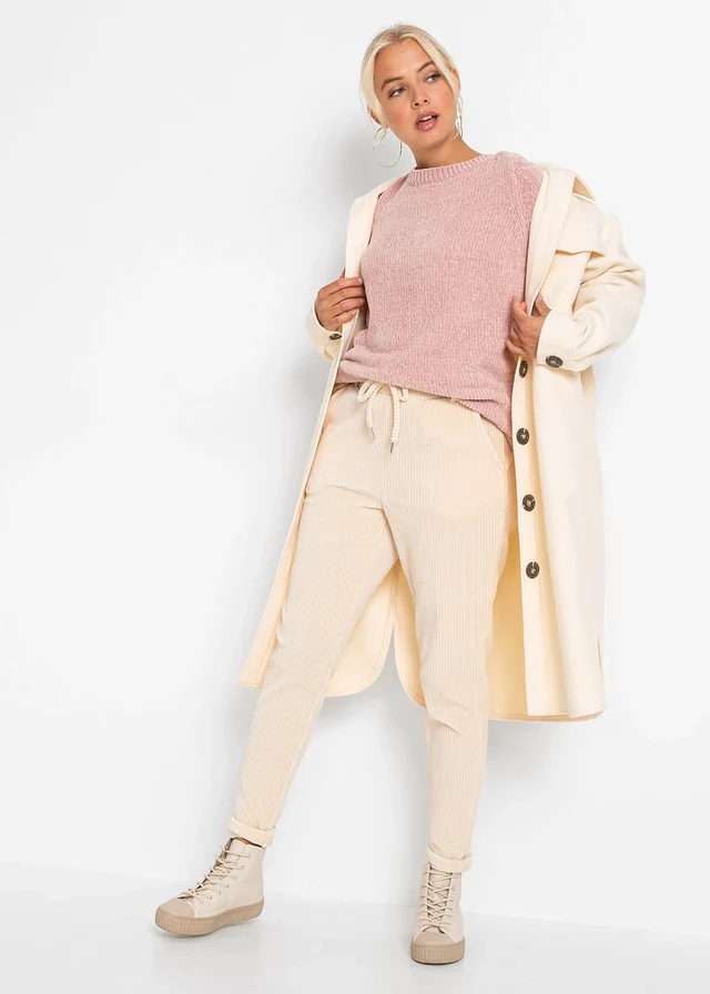 Lange trui van chenille, Kleur: vintage roze
