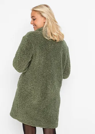 Korte oversized coat in wollen look • olijfgroen • bonprix online shop