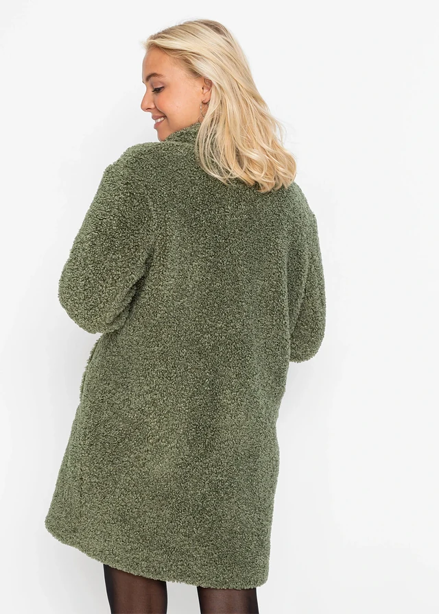 Korte oversized coat in wollen look • olijfgroen • product-page.page-title-suffix