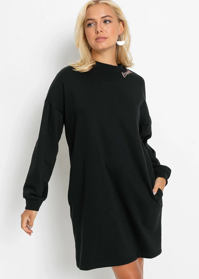 Robe molletonnée oversize, Couleur: noir