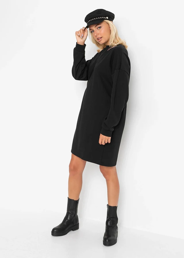 Sukienka dresowa oversized, kolor: czarny