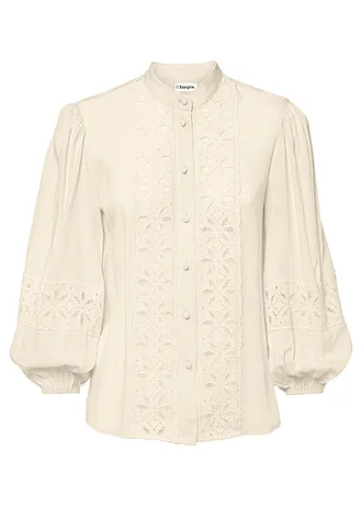 Blouse met kant van een soepele viscosemix