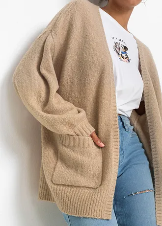 Pletený oversize kabátek • nová béžová melír • bonprix obchod