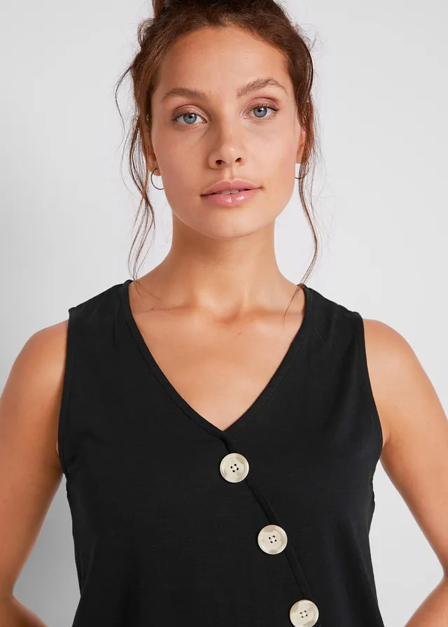 Katoenen top in wikkellook met elastiek • zwart • product-page.page-title-suffix