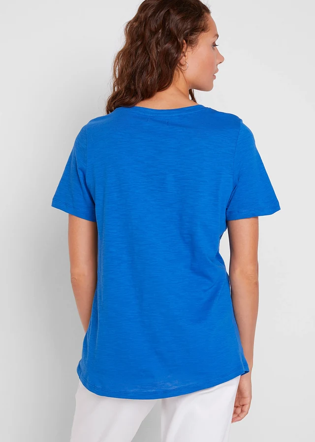 T-shirt coton à imprimé, Couleur: bleu azur imprimé