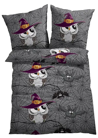 Povlečení se sovami, barva: světle šedá / lilková / tmavě hnědá / tmavě šedá / šedá / zlatá / bílá
