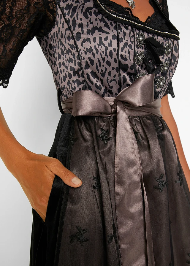 Dirndl avec tablier (ens. 2 pces) • noir imprimé • product-page.page-title-suffix