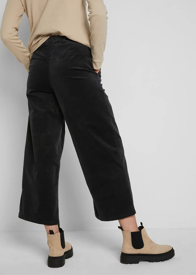 Jupe-culotte en velours côtelé stretch avec taille haute confortable, longueur 7/8 • noir • product-page.page-title-suffix