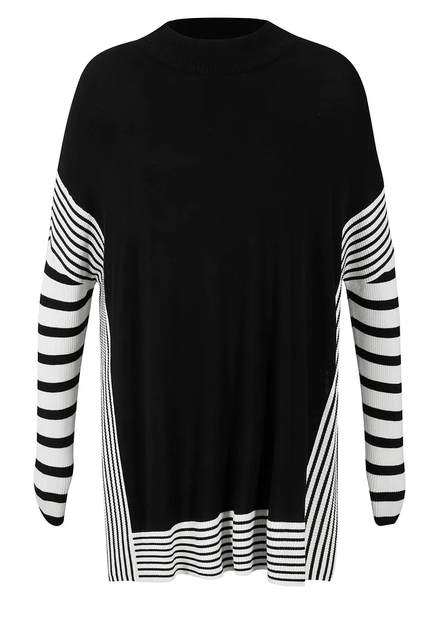 Lange trui • zwart/wolwit • bonprix online shop