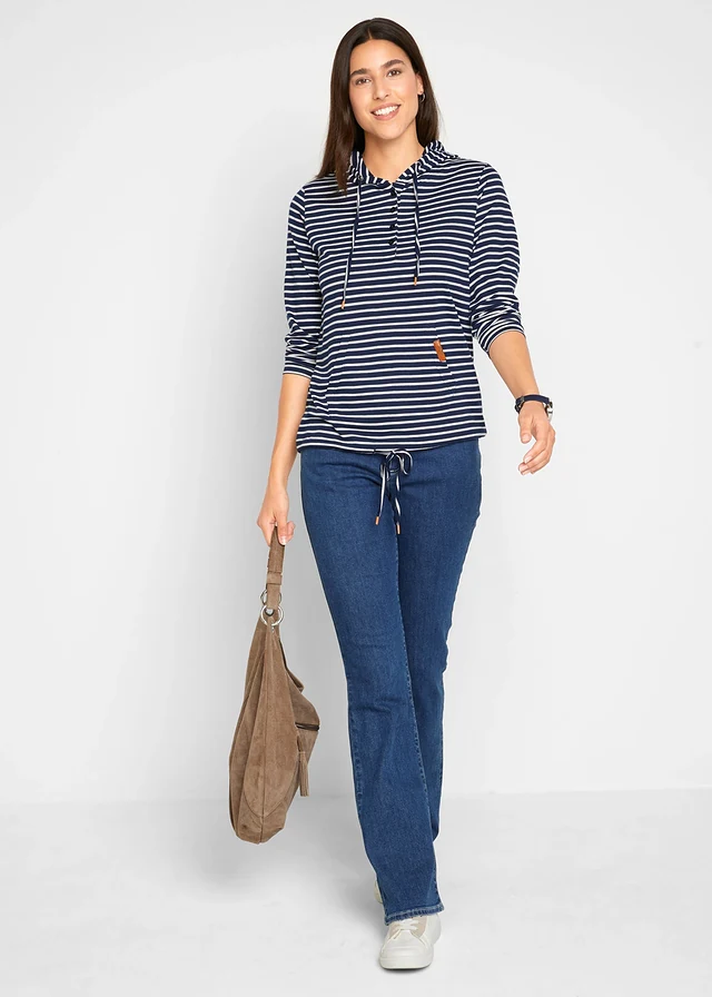 Mid waist jeans met biologisch katoen, bootcut, Kleur: blauw