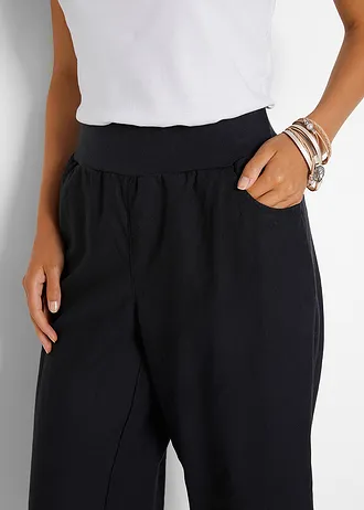 3/4 kalhoty ze směsi lnu a bavlny • černá • bonprix obchod