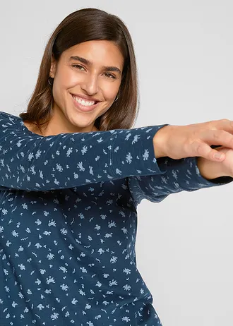 Triko s potiskem, dlouhý rukáv • tmavě modrá • bonprix obchod