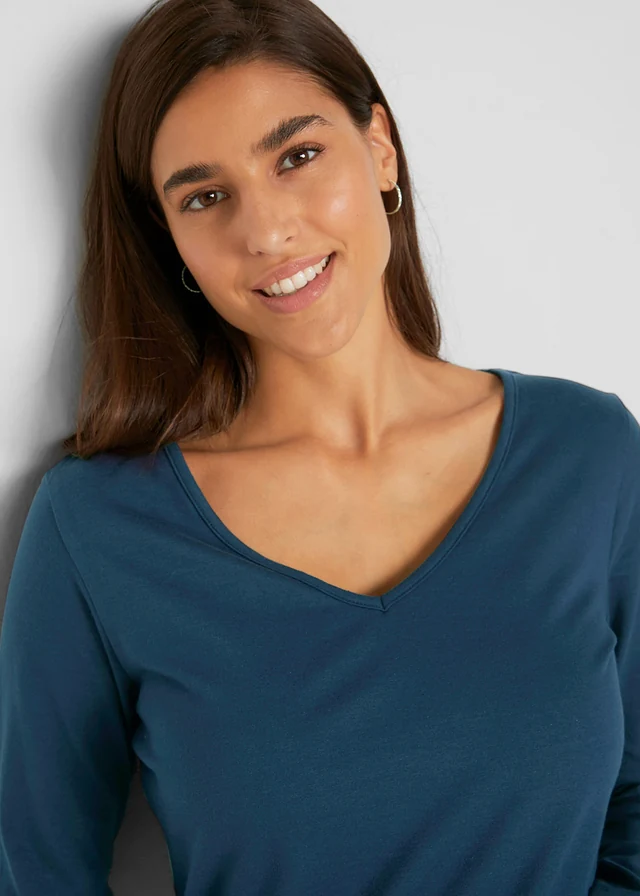 Lot de 2 T-shirts manches longues près du corps • bleu foncé + anthracite chiné • product-page.page-title-suffix