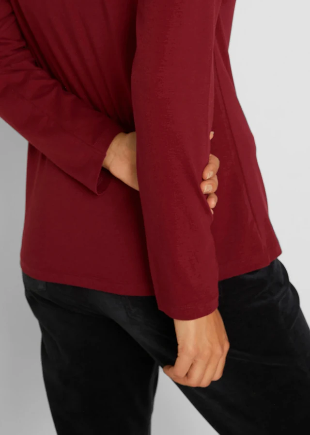 Lot de 2 T-shirts manches longues près du corps • rouge rubis + gris clair chiné • product-page.page-title-suffix