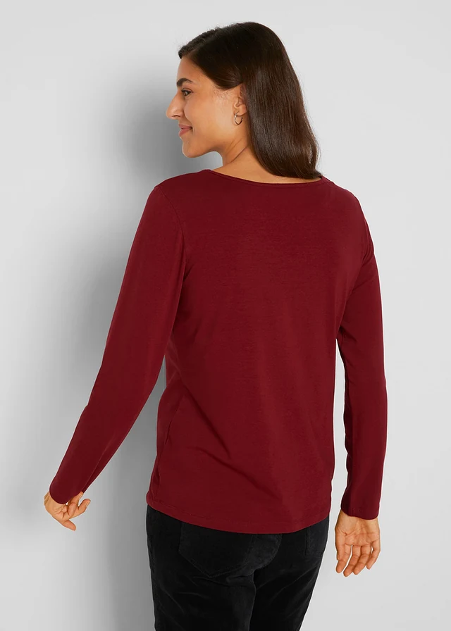 Lot de 2 T-shirts manches longues près du corps • rouge rubis + gris clair chiné • product-page.page-title-suffix