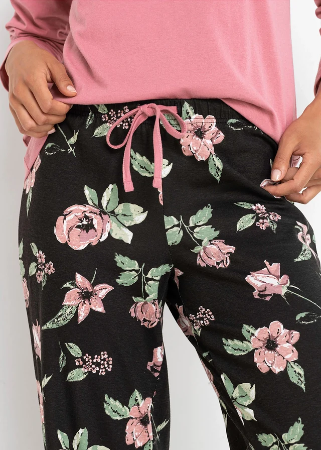 Pyjama en coton • rose/noir floral • product-page.page-title-suffix