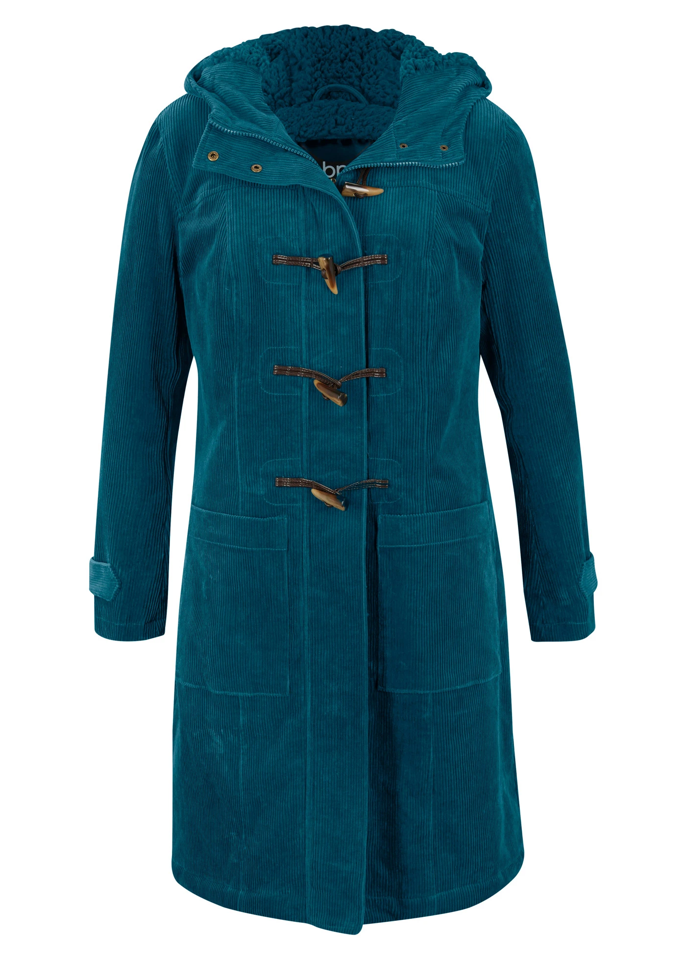 Duffle-coat en velours côtelé doublé, mi-long • pétrole • Boutique bonprix