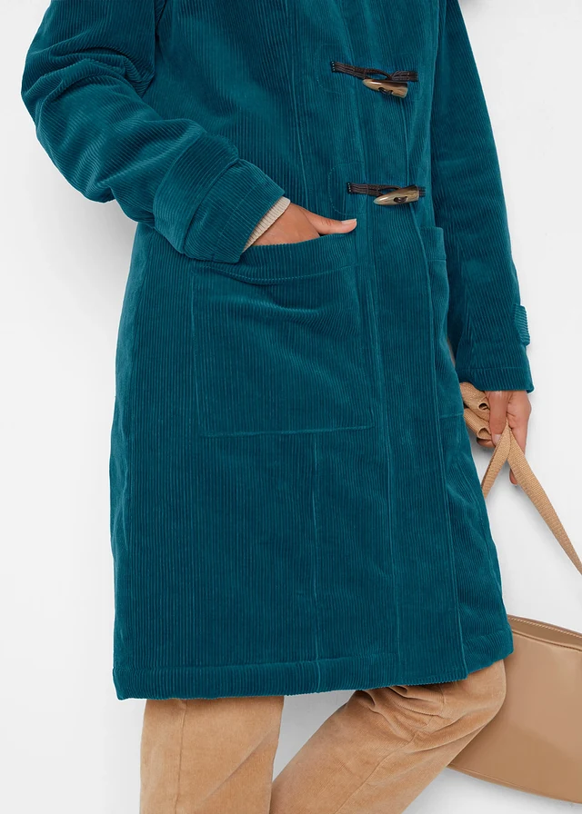 Duffle-coat en velours côtelé doublé • pétrole • product-page.page-title-suffix