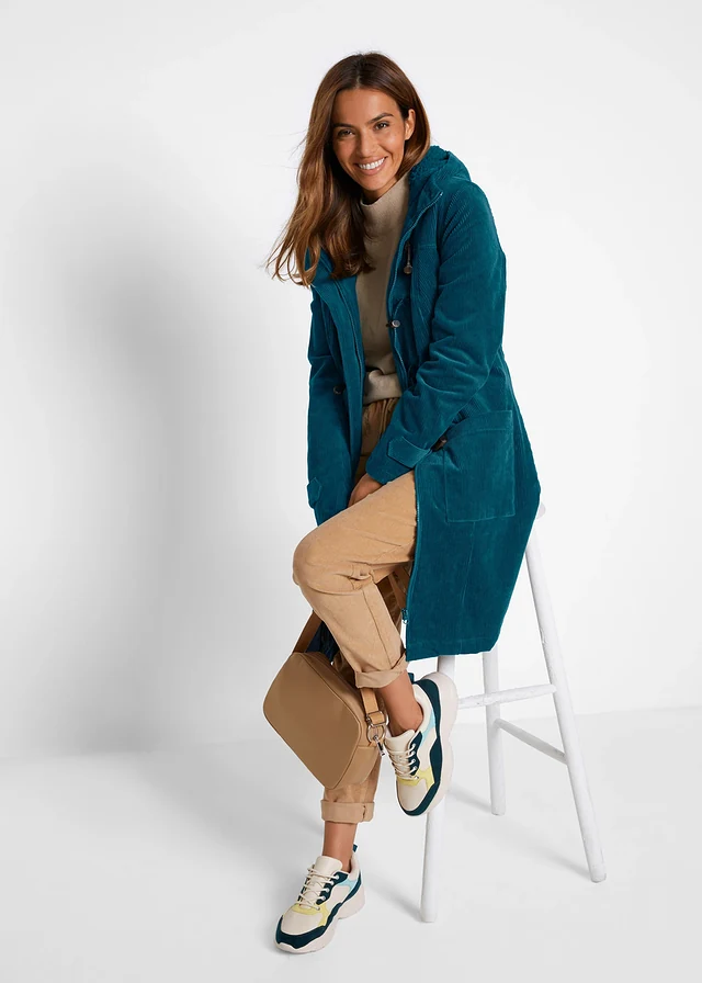 Duffle-coat en velours côtelé doublé • pétrole • product-page.page-title-suffix