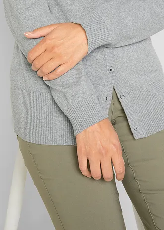 Jemně pletený kabátek s recyklovanou bavlnou • šedá melír • bonprix obchod