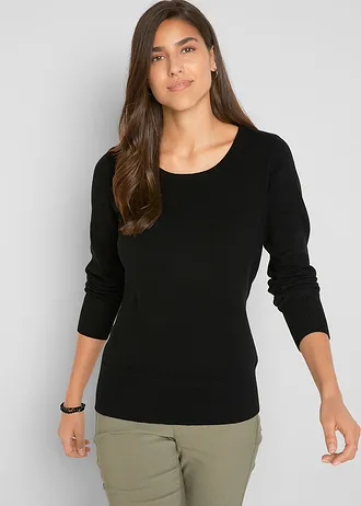 Pull en fine maille, Couleur: noir