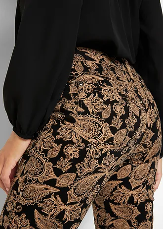 Stretch broek met print • zwart • bonprix online shop